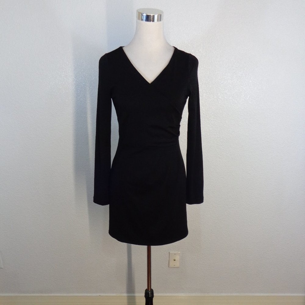 Talbots Long Sleeve Black Faux Wrap Dress - Size XS
